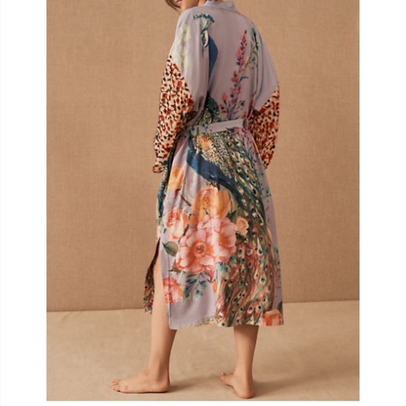 Aratta Silent Journey Peacocks Bird Kimono Jacket - Picture 2 of 11